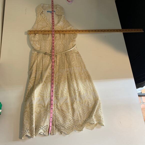 Antonio Melani Dress Womens 2 Multi Halle Eyelet Button Up Collared Belted Lined - Picture 6 of 13